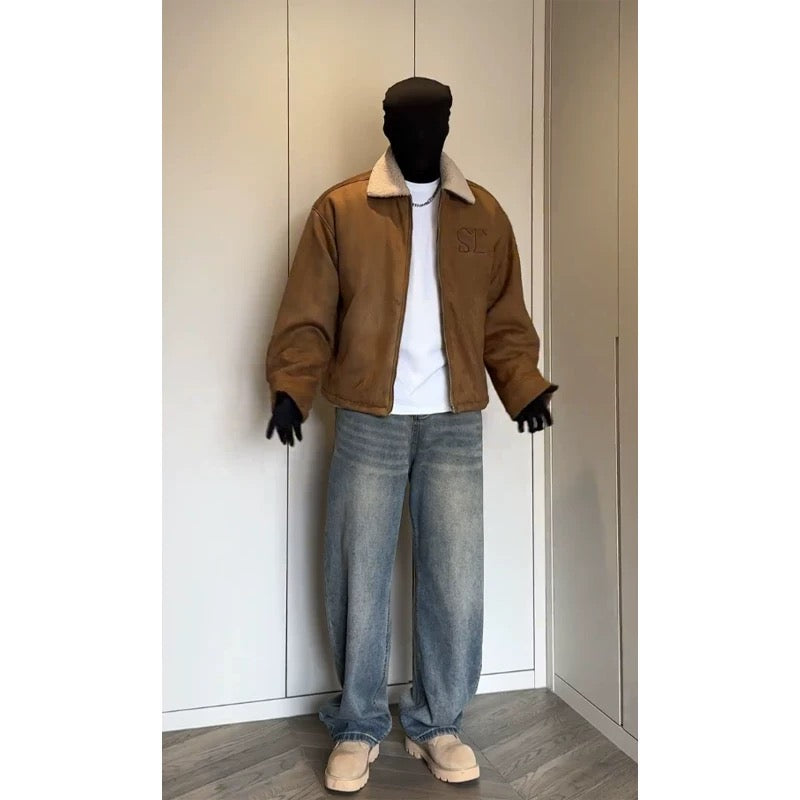 Abrigo de ante grueso estilo retro americano para hombre T0244