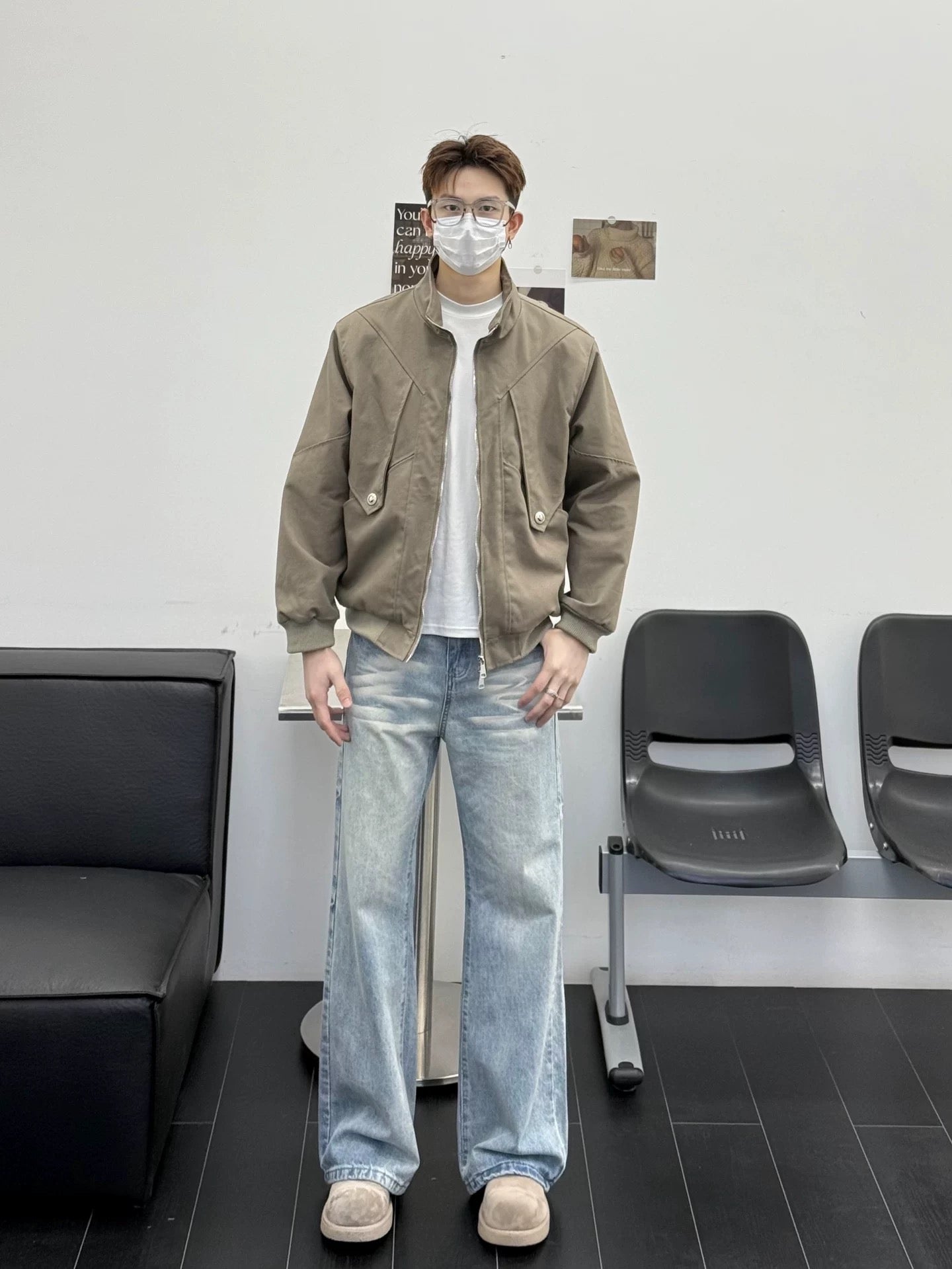 Men’s Stand Collar Jacket – Minimal Clean Fit Streetwear Outerwear T0166