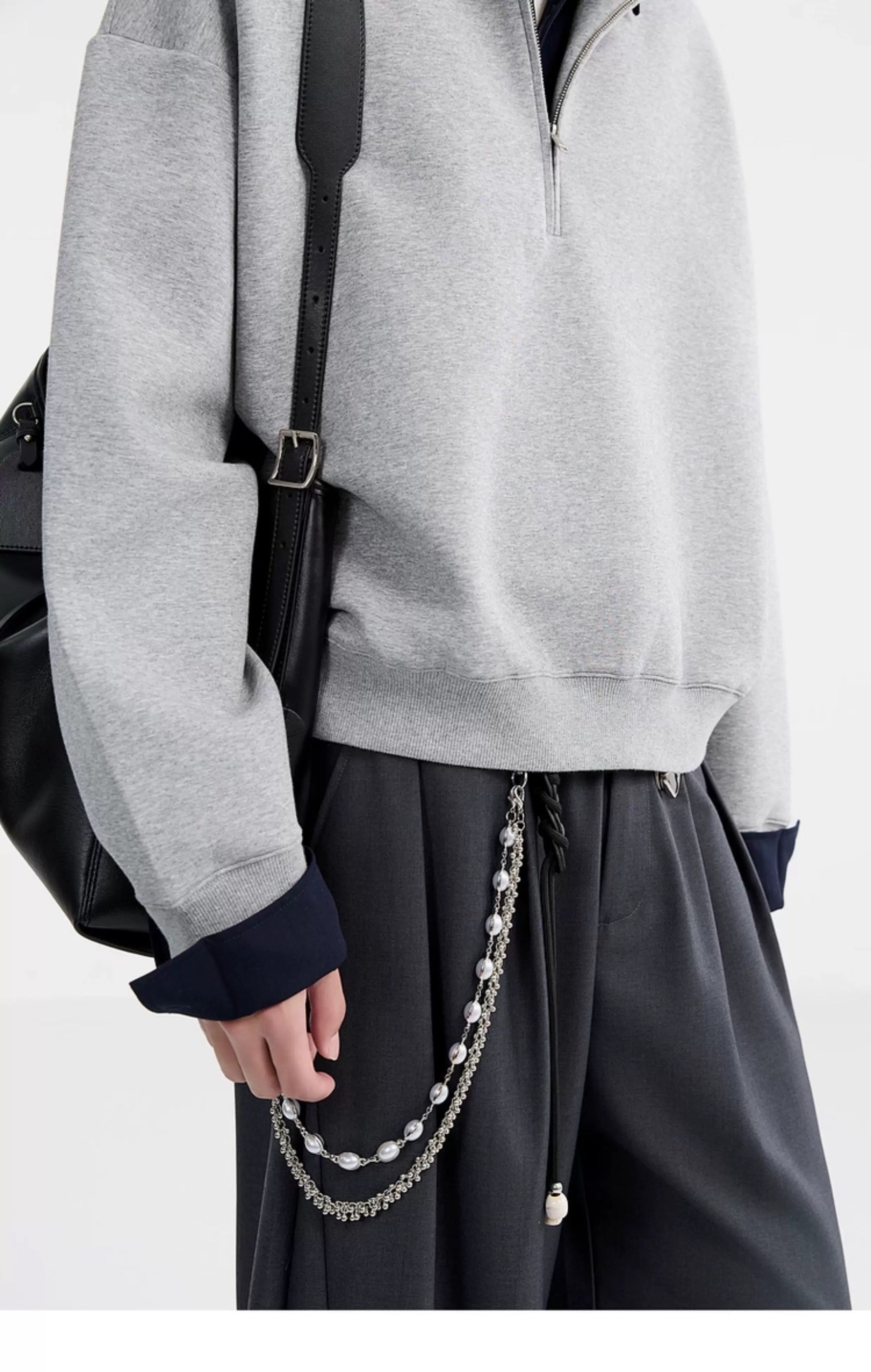 Sudadera con cuello camisero y bloques de color - Jersey extragrande Cleanfit con media cremallera para hombre T0047