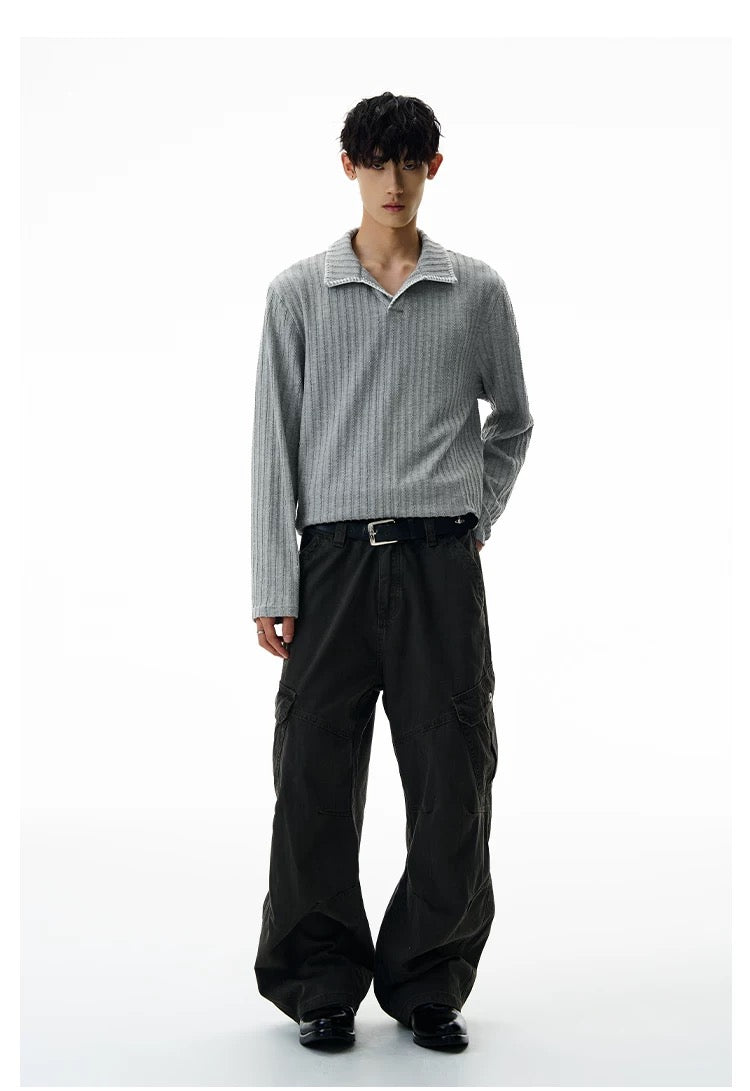 Men’s Long-Sleeve Cotton Polo – Streetwear Style S0015