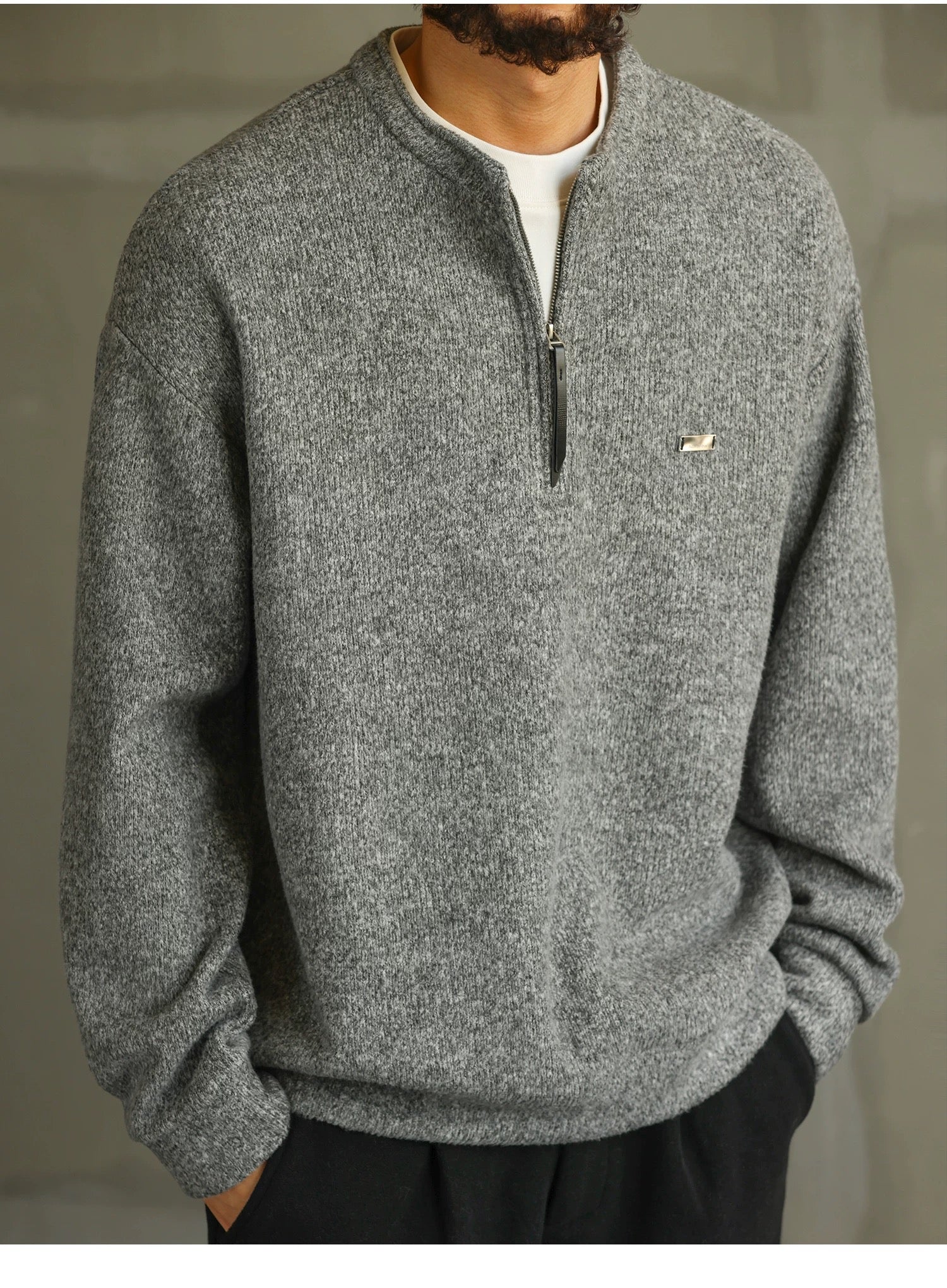 Men’s Zip-Up Knit Cardigan Sweater S0022