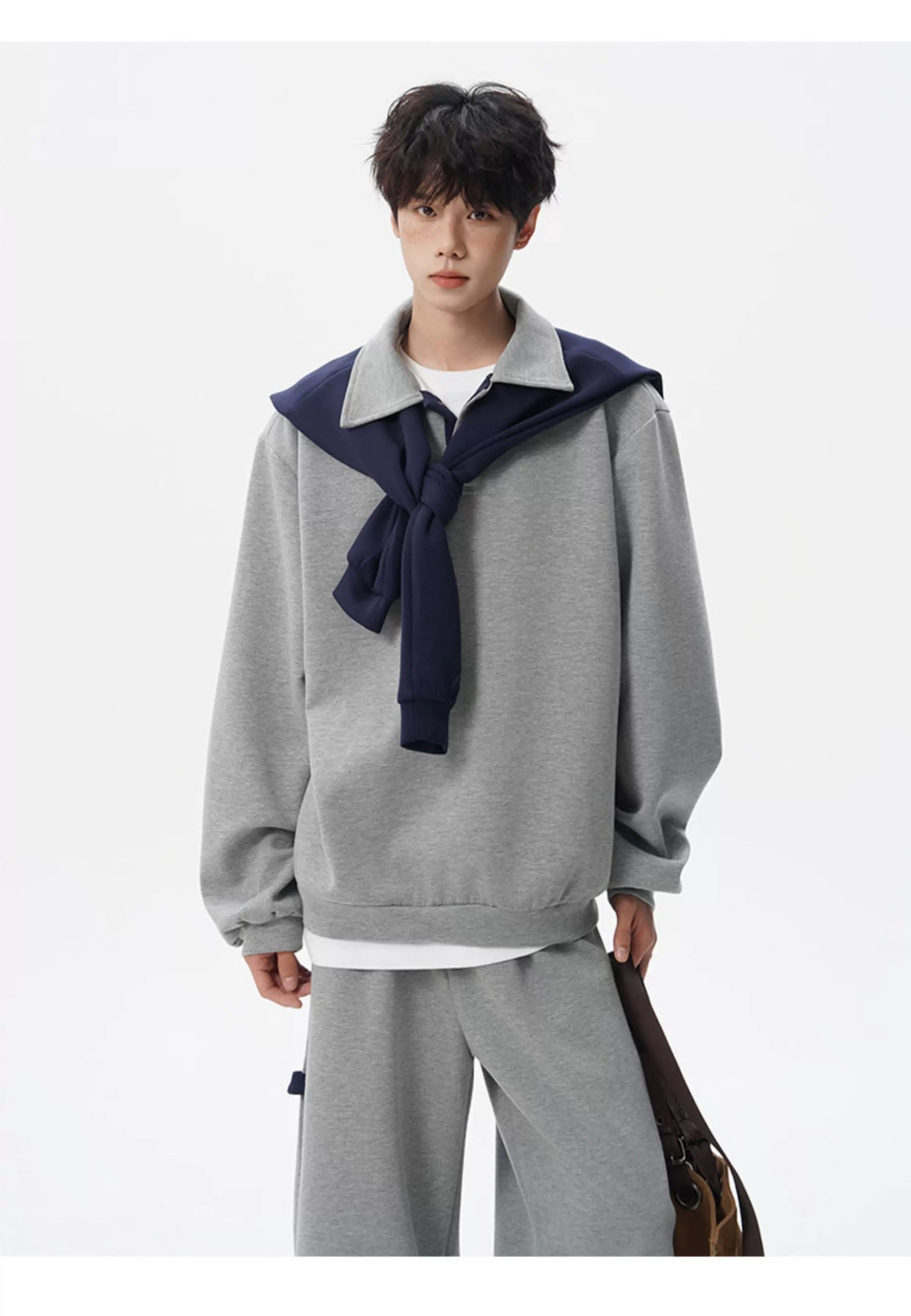 Vintage American Shawl Collar Pullover Hoodie – Retro Loose Fit Streetwear Sweatshirt S0040