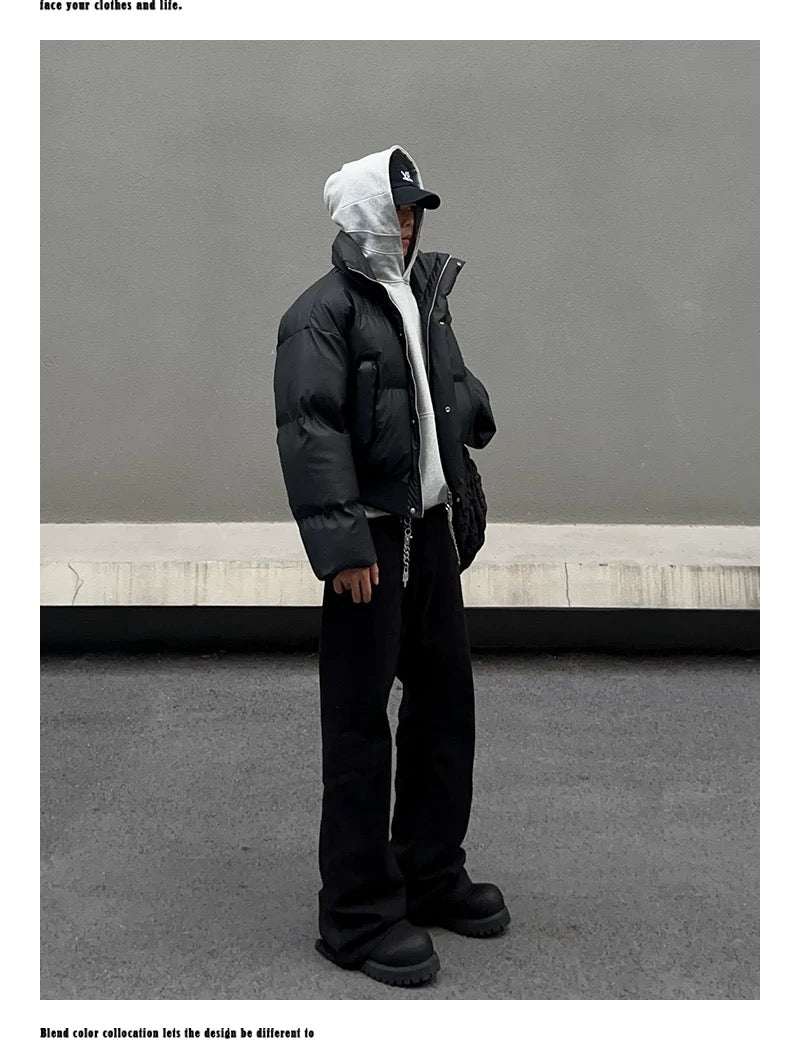 Chaqueta acolchada corta de corte limpio para hombre – Abrigo de invierno American Minimal Street T0148