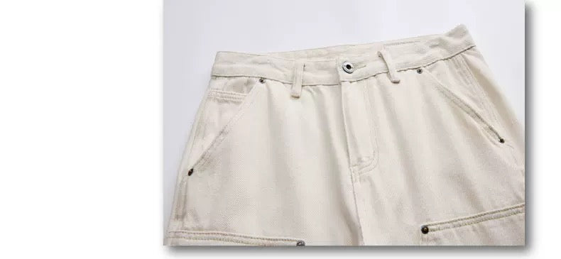 Men’s Off-White Retro Denim Cargo Pants – American Vintage Workwear Style B0075