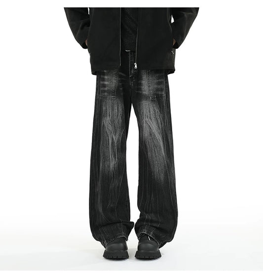 American High-Street Denim Jeans – Vintage Loose Fit Streetwear Pants T0236