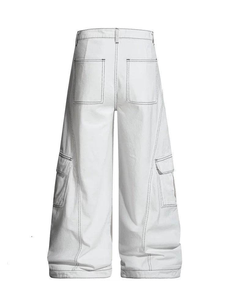 American Curved Wide-Leg Streetwear Trousers B0085