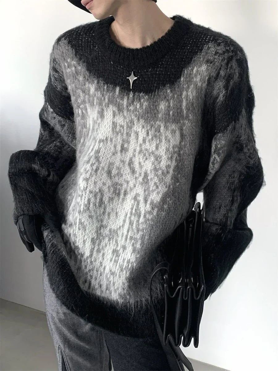 [AUTUMNWIND] BLACK AND WHITE CLASH DESIGN KNIT SWEATER S0183