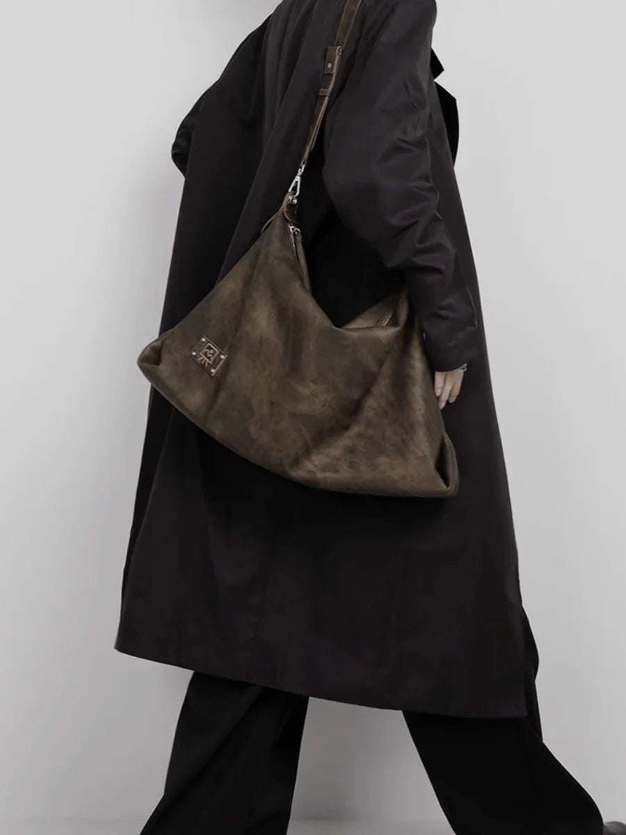 [LUCKYSTUDIO]LARGE SOFT LEATHER SHOULDER CROSSBODY BAG A0038