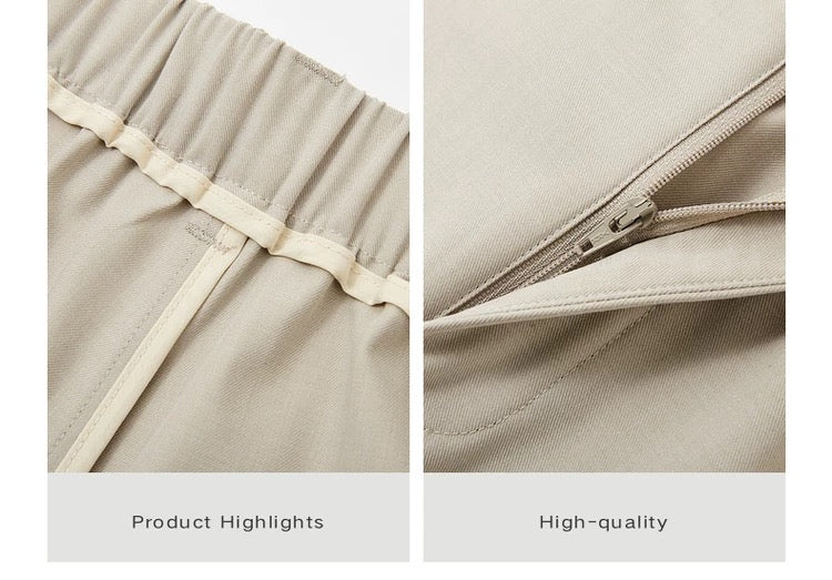 Wrinkle-Resistant Wool Embroidered Trousers - Men's Autumn Straight Leg Tencel Acetate Casual PantsB0103