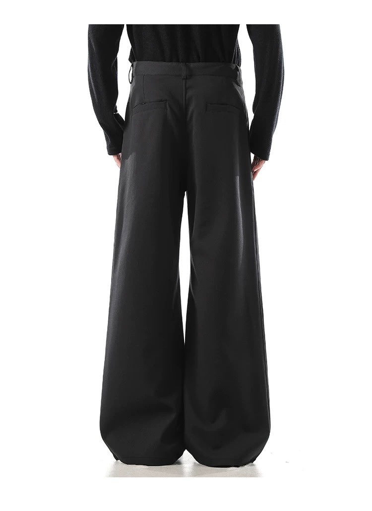 Structured Drape Suit Trousers – High-Street Minimalist Straight-Leg Pants B0041