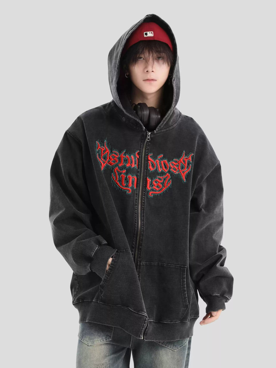 [INSstudios] GOTHIC LETTER LOGO DENIM JACKET T0098