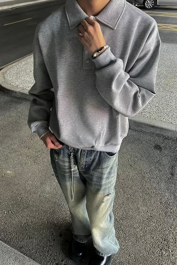 [FLAT ROOM] BOX FIT POLO SWEATSHIRT S0212