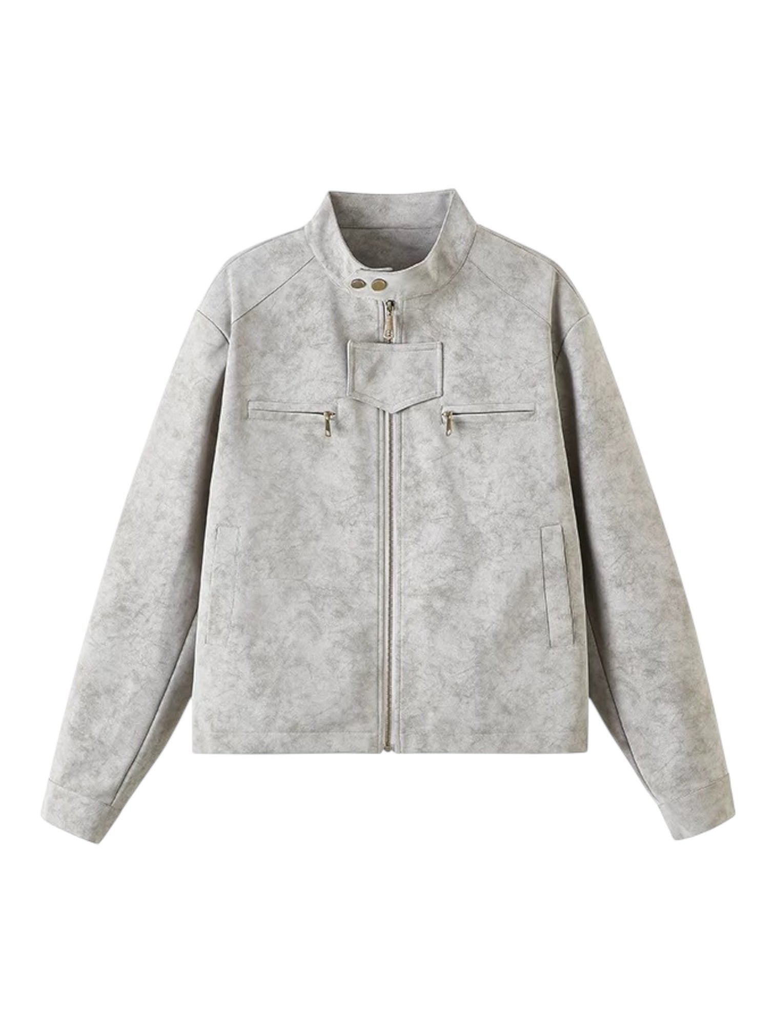 [DAZHONGMA] DYED CROPPED FAUX LEATHER JACKET T0183