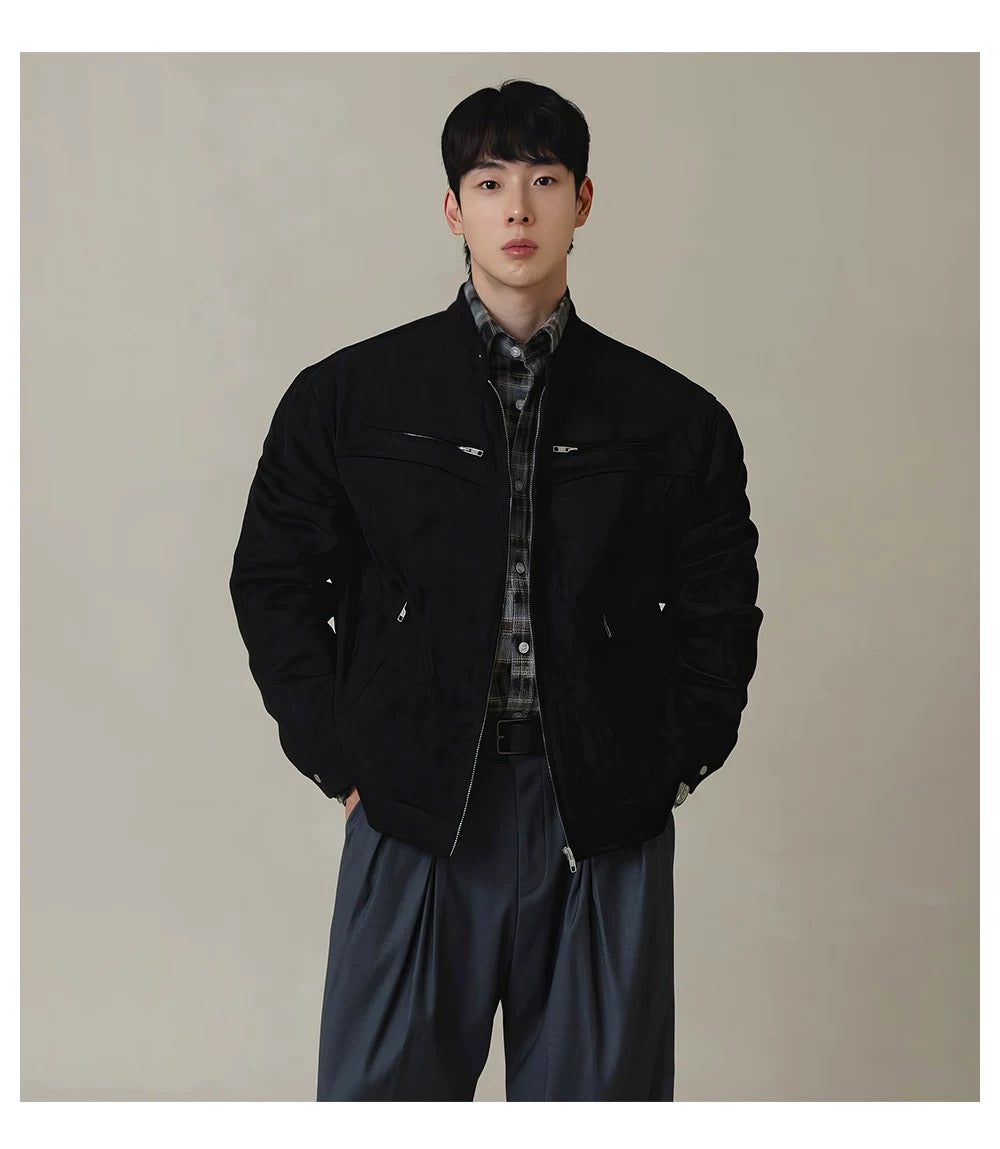 American Stand Collar Jacket – Vintage Streetwear Short Coat for Men T0033