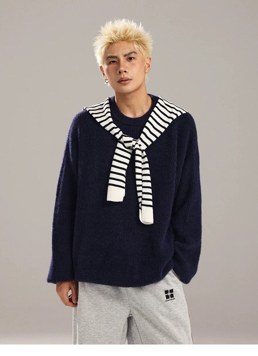 Suéter de punto estilo americano relajado para hombre S0023