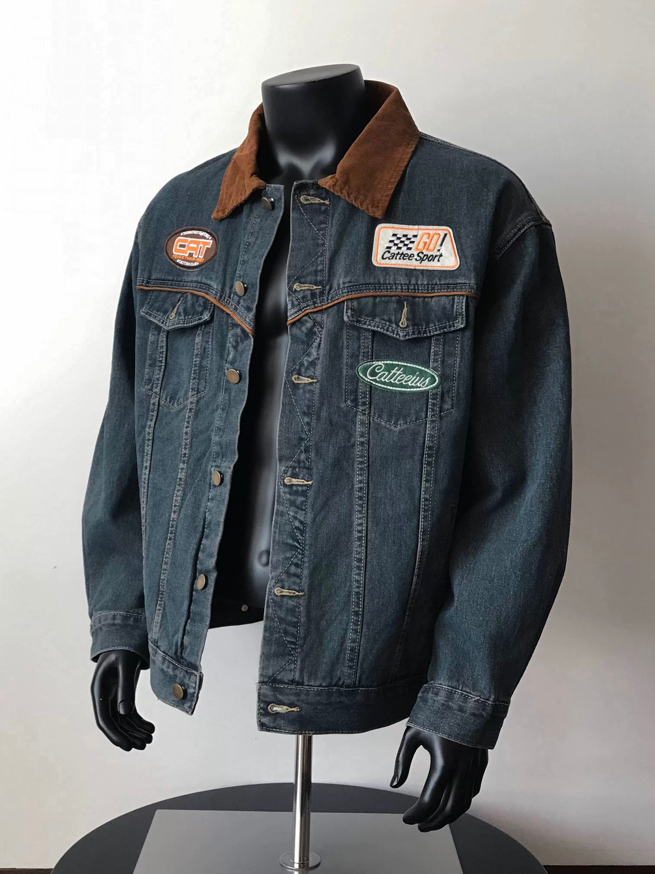 Men’s Vintage Patch Denim Jacket – American Retro Streetwear Outerwear T0084