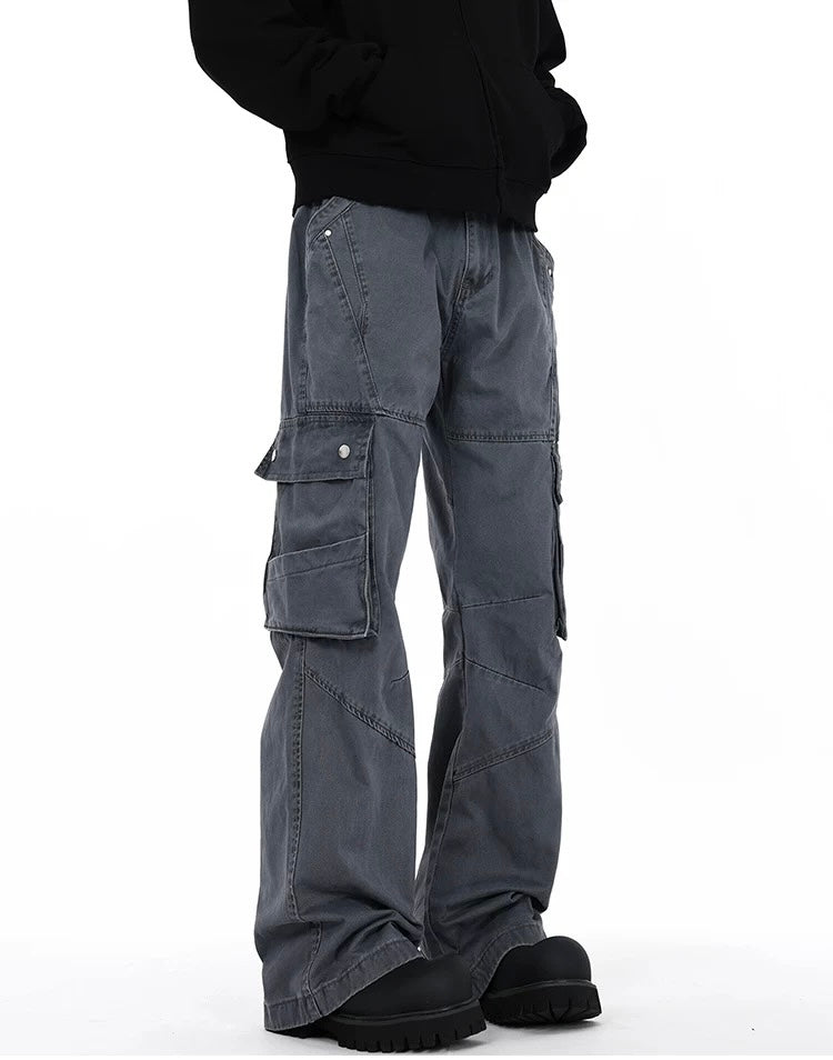 Men’s Deconstructed Cargo Pants – American Retro Utility Street Trousers B0073