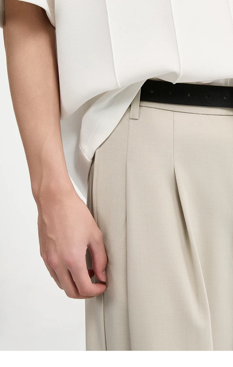 Wrinkle-Resistant Wool Embroidered Trousers - Men's Autumn Straight Leg Tencel Acetate Casual PantsB0103