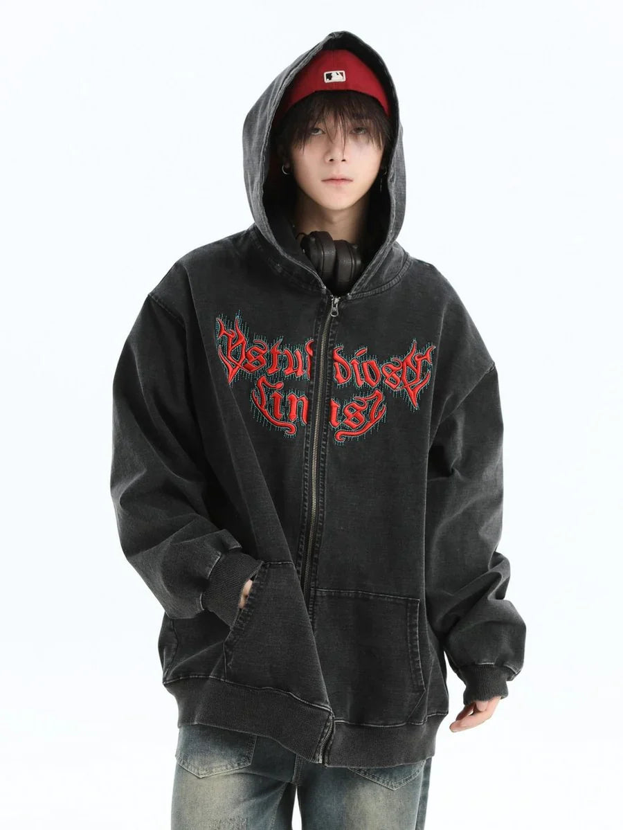 [INSstudios] GOTHIC LETTER LOGO DENIM JACKET T0098