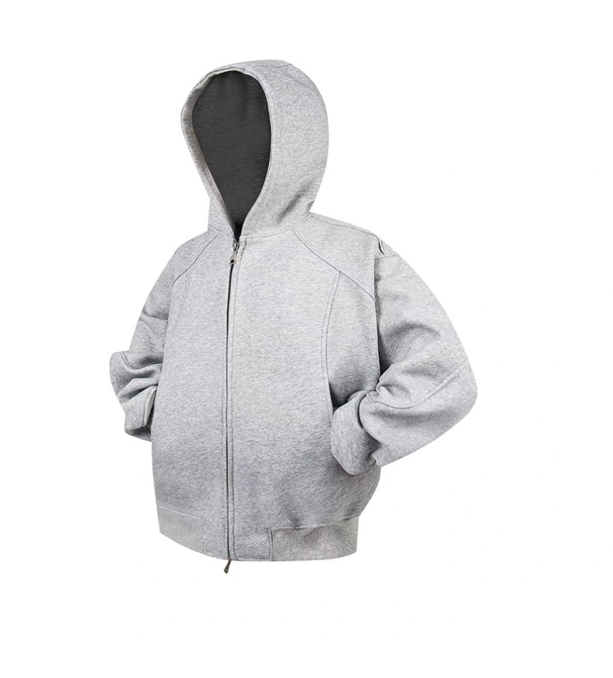 Men’s Cropped Zip-Up Hoodie – American Street Minimal Short Hoodie Jacket S0047