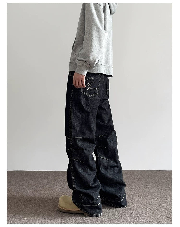 Men’s American Vintage Wide-Leg Denim Jeans B0018