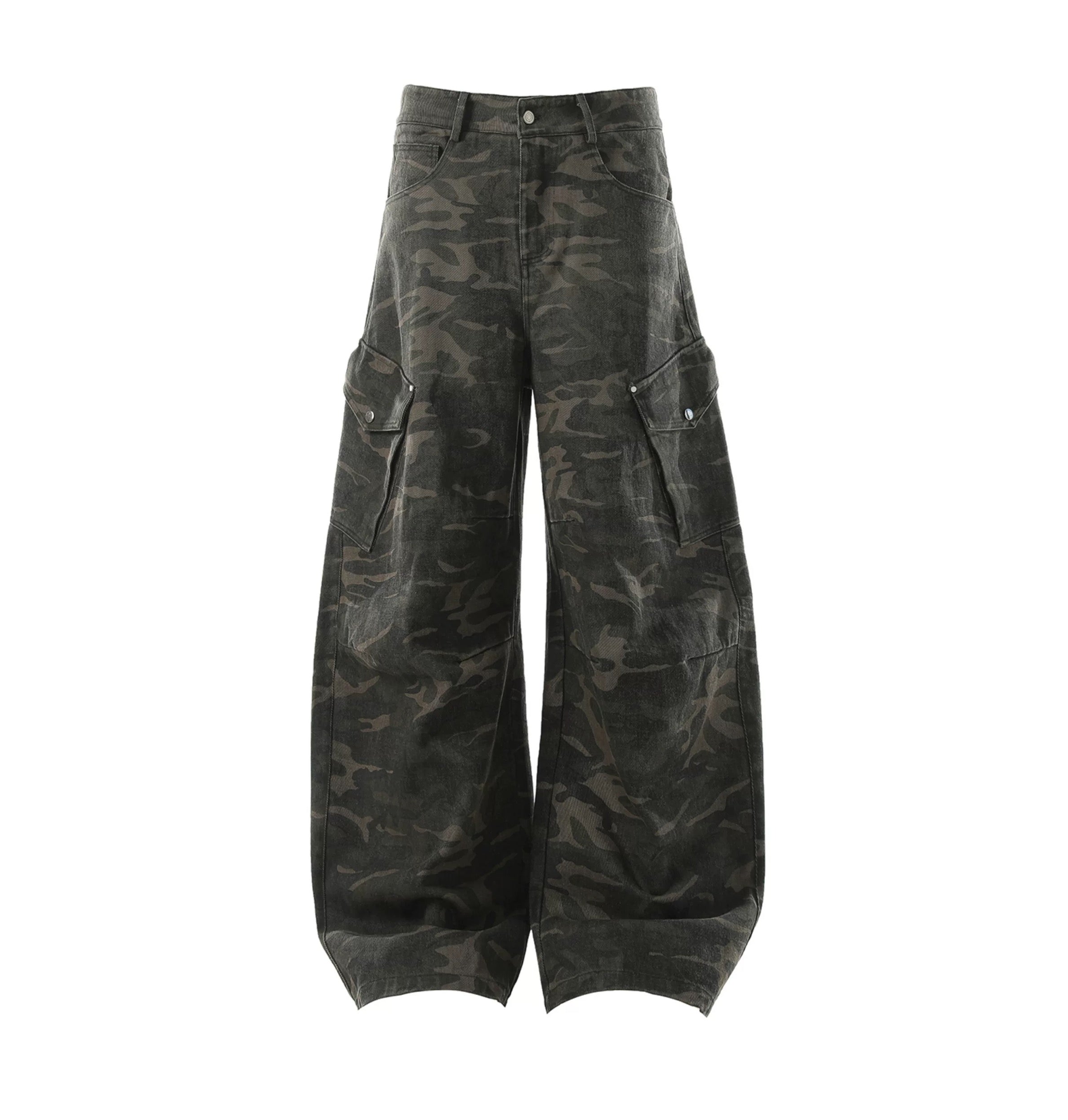 Men’s Camo Multi-Pocket Cargo Jeans – American Street Utility Denim Pants B0068