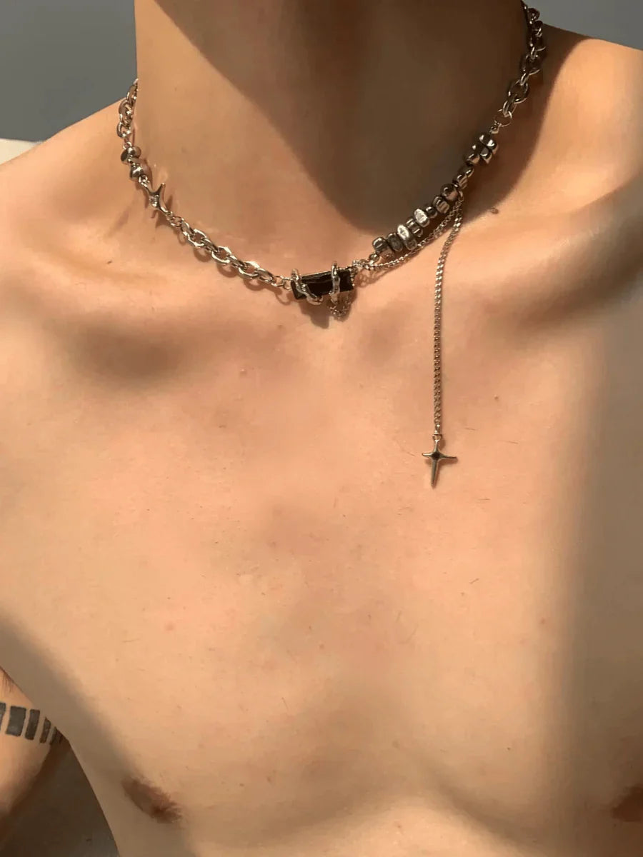 SILVER NECK CHAIN JEWELRY NECKLACE A0040