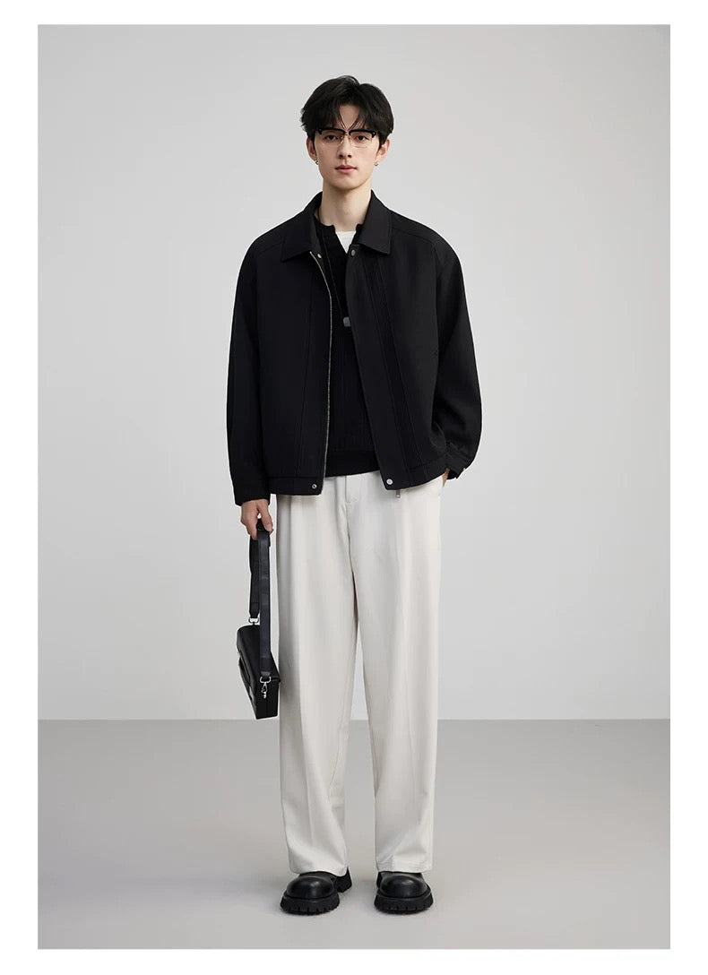 Men’s American Business Collar Jacket – Modern Retro Minimal Street Outerwear T0063