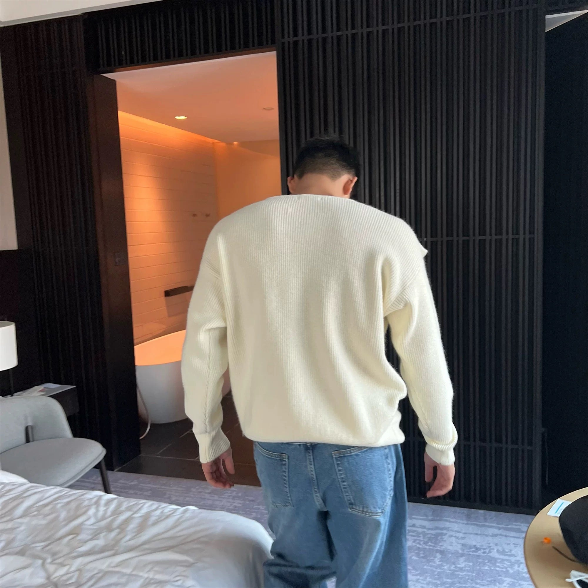 Suéter de punto con hebilla para hombre | Suéter holgado y cálido con estilo urbano T0056