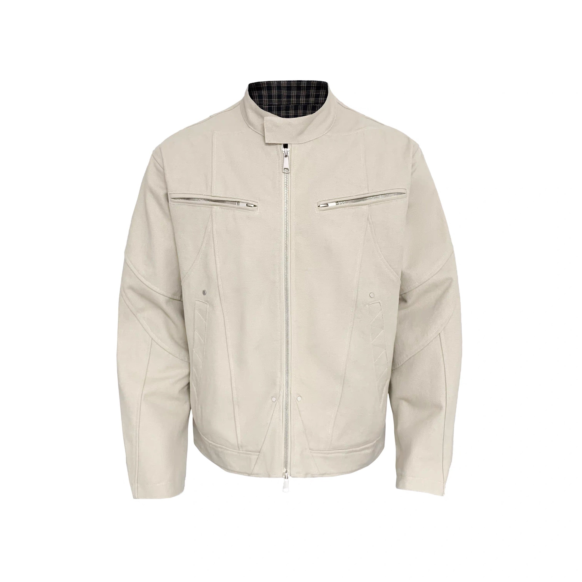 Harrington Stand Collar Utility Jacket – American Vintage Streetwear Coat T0032