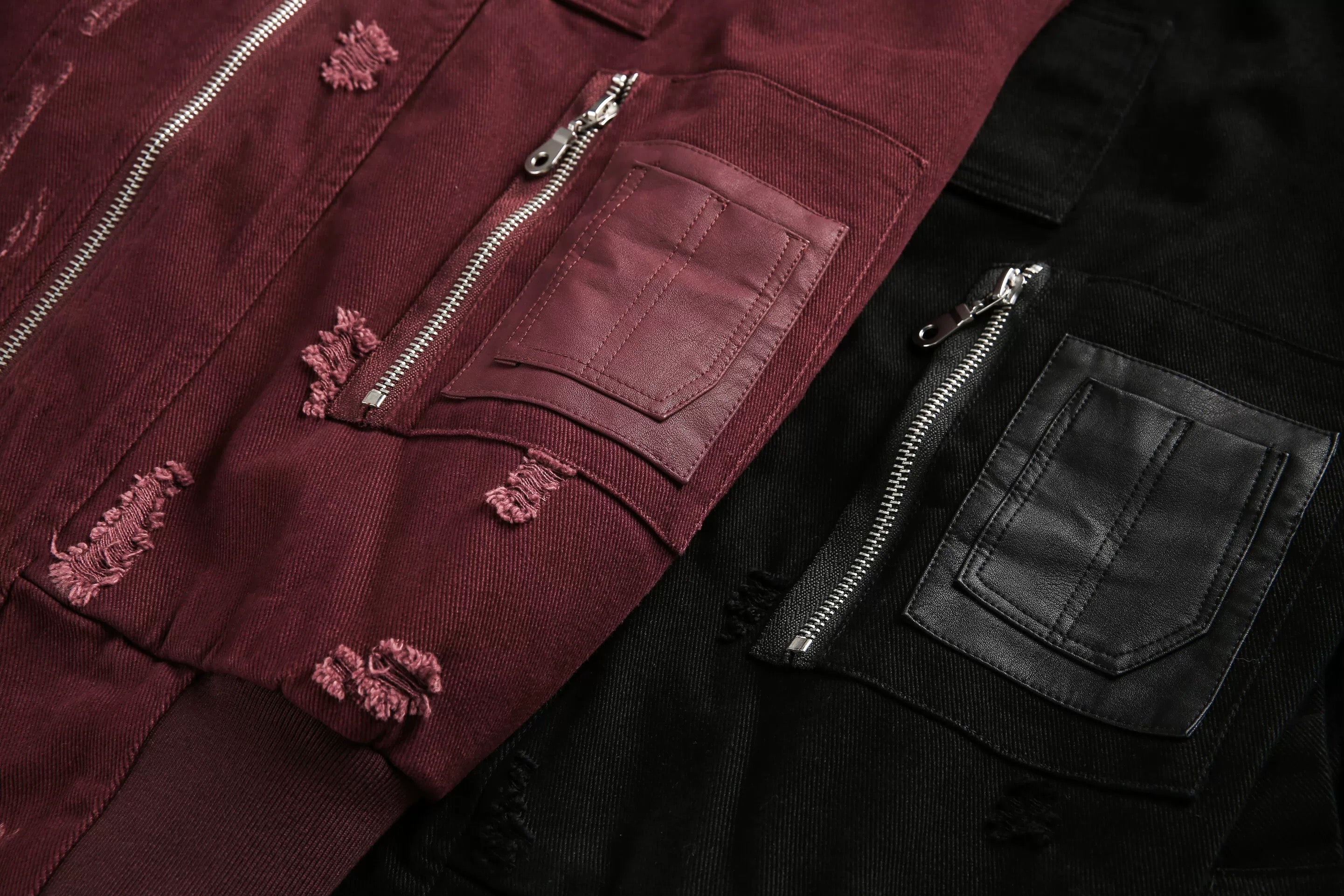 Men’s Burgundy MA-1 Distressed Bomber Jacket – Vintage American Street Baseball Style T0059