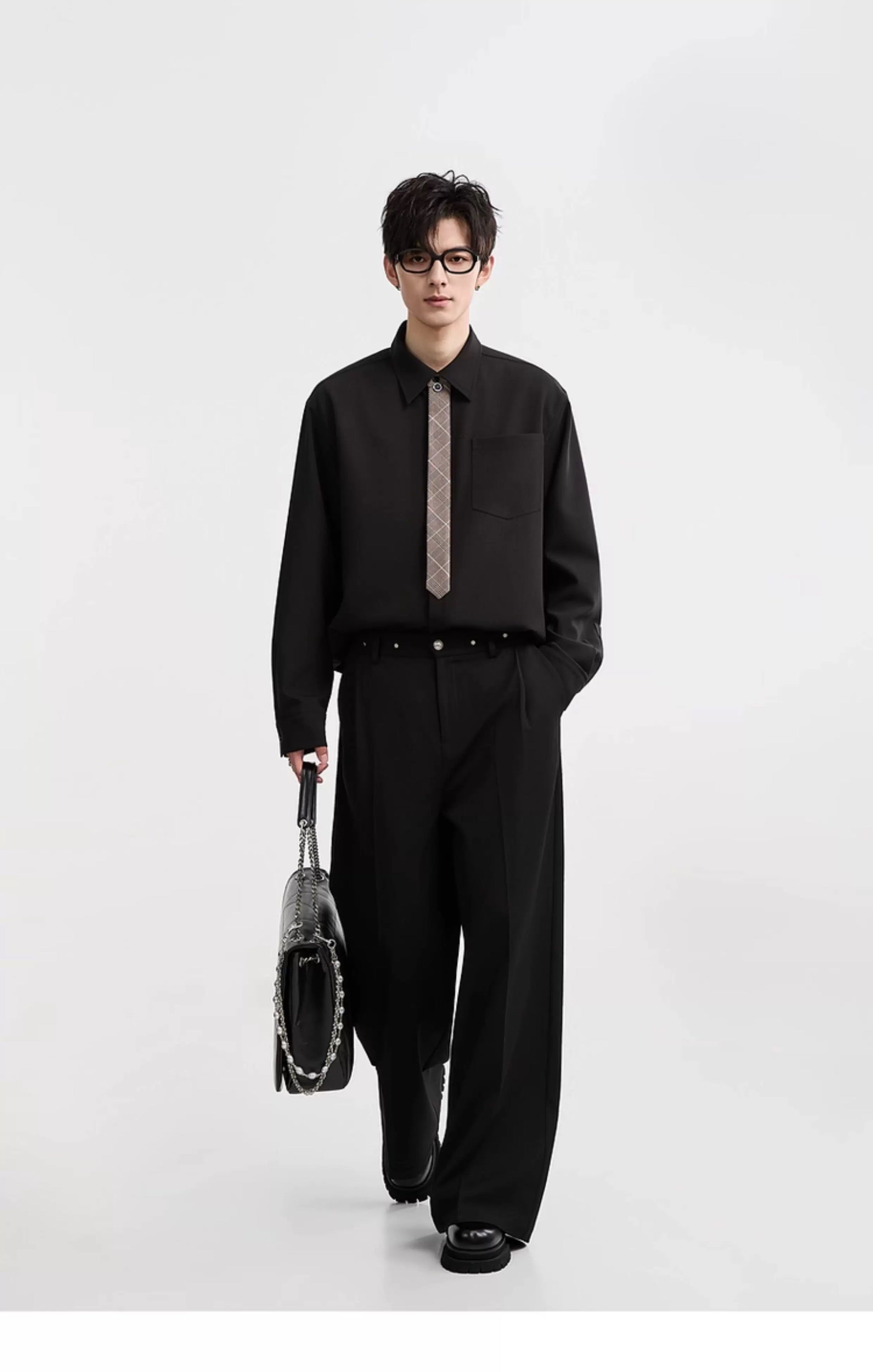 3-in-1 しわ防止＆カラーブロックシャツ - メンズ 秋冬 サーマル 長袖 トップス T0044