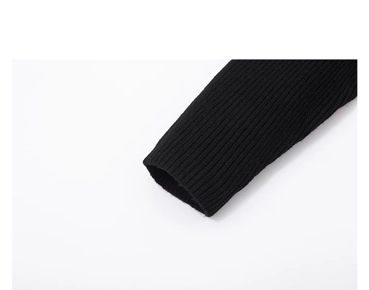 Suéter holgado de punto de lana de color liso para hombre, con cuello semialto y diseño estampado para invierno - Capa base ideal T0043