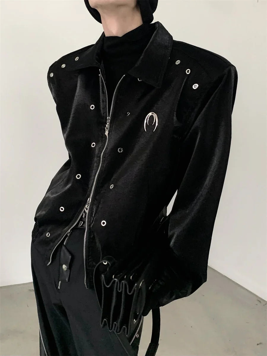 SHOULDER PADS SILHOUETTE LAPEL SHORT JACKET T0107