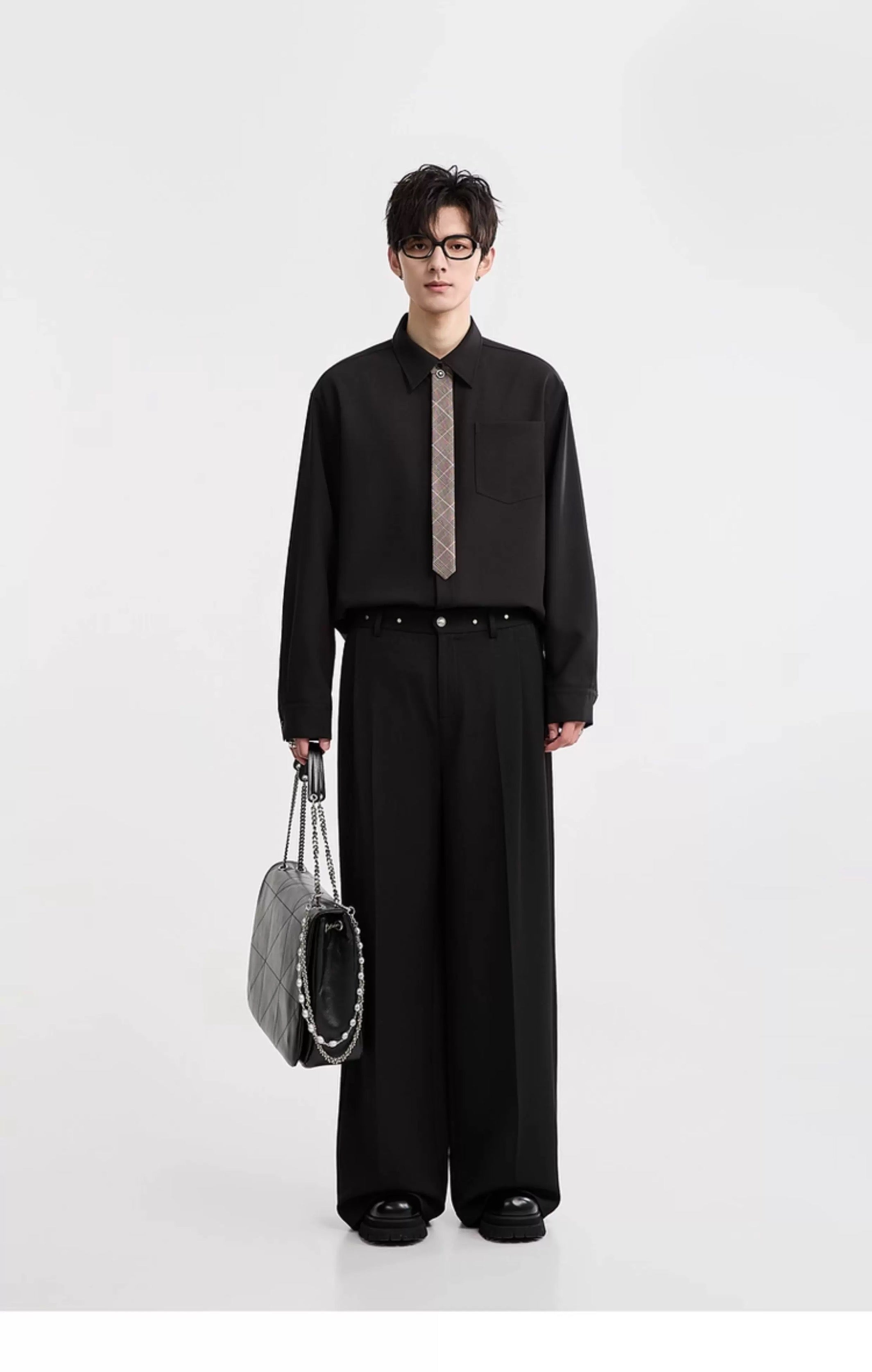 3-in-1 しわ防止＆カラーブロックシャツ - メンズ 秋冬 サーマル 長袖 トップス T0044