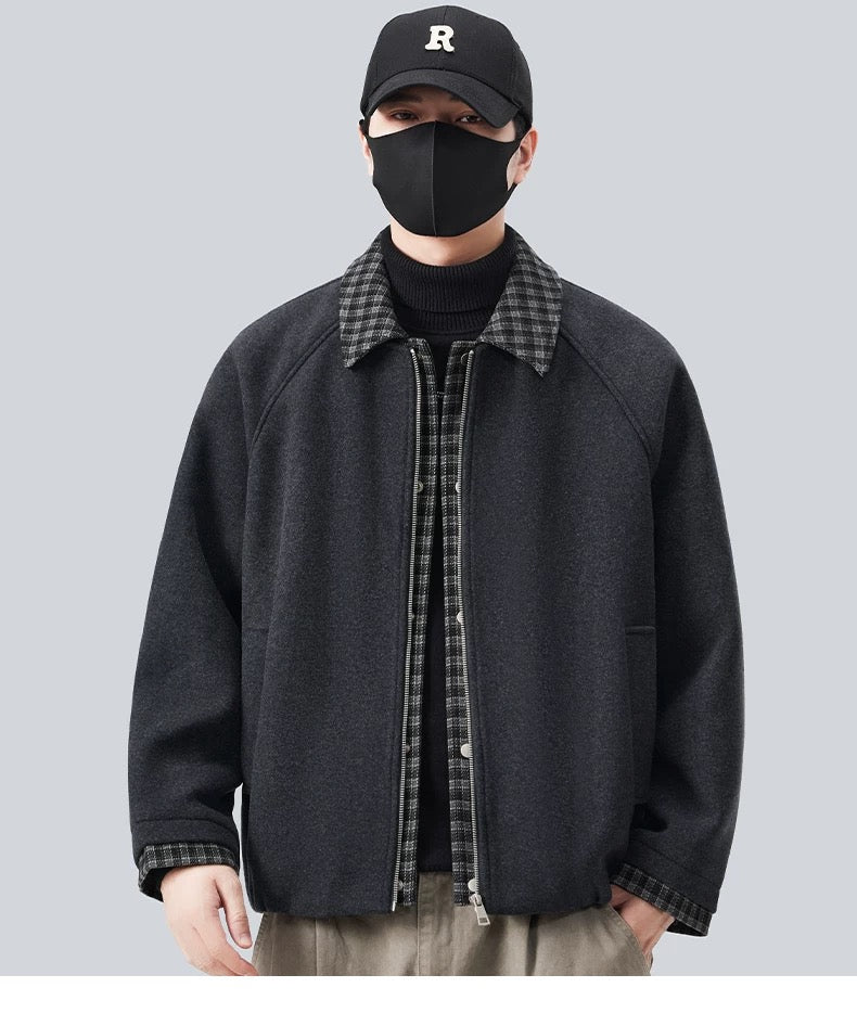 Chaqueta acolchada holgada de lana de oveja para hombre T0247