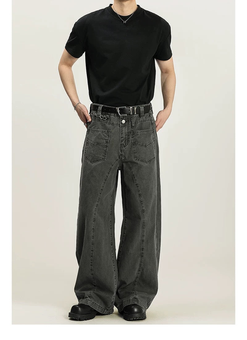 Men’s Vintage American Straight-Leg Cargo Pants – Retro Utility Streetwear Trousers B0045
