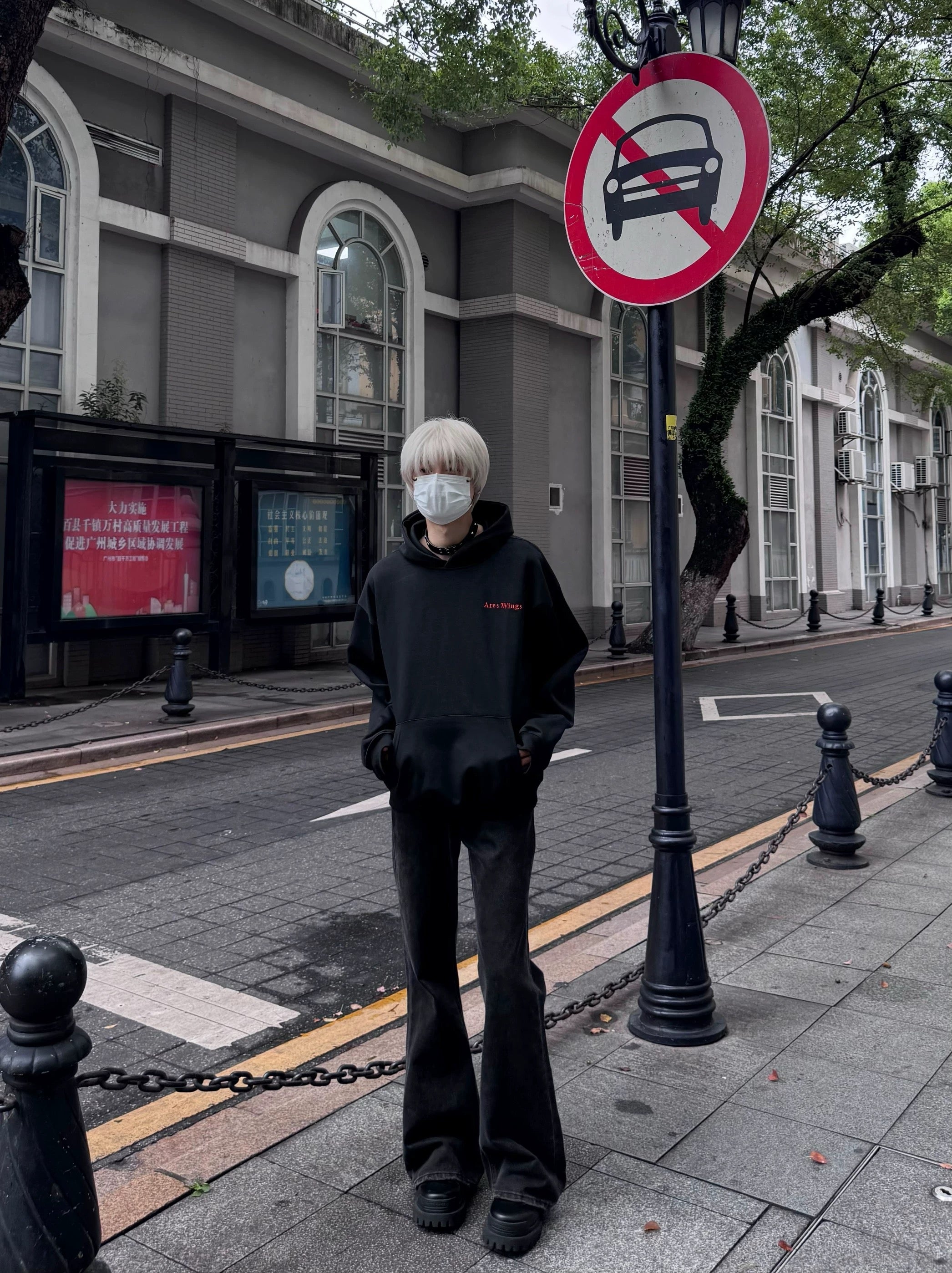 Men’s Embroidered Warhorse Hoodie – American Retro Street Pullover Sweatshirt S0046