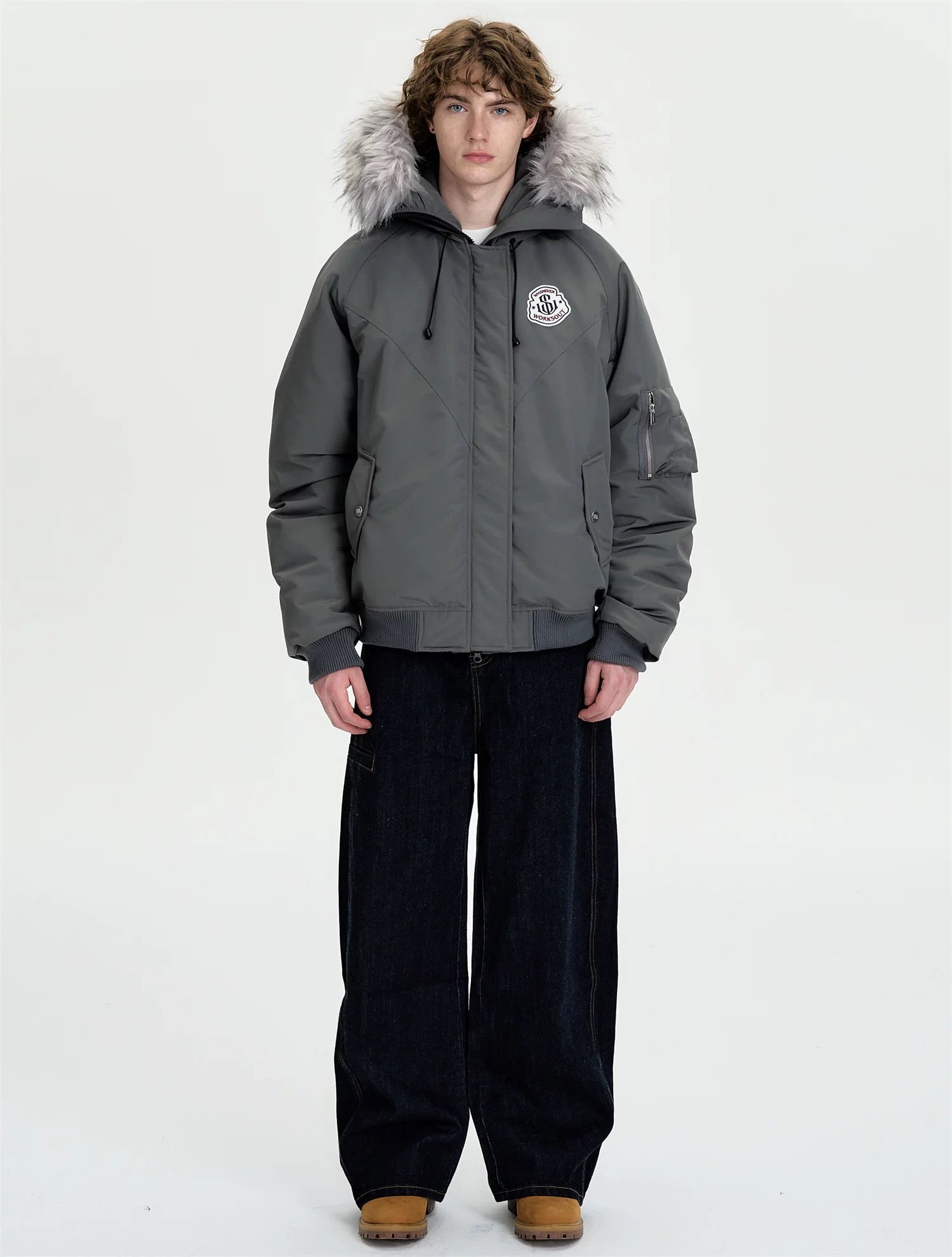 Detachable Fur Hooded Parka – Vintage American Winter Cotton Jacket T0030