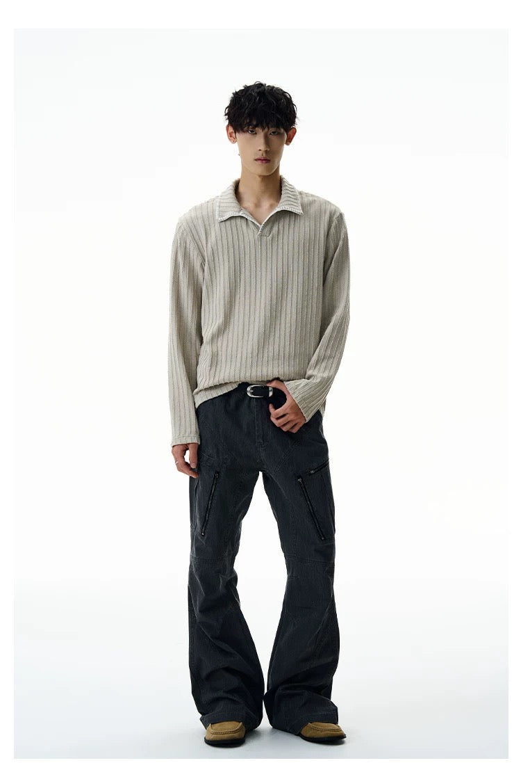 Men’s Long-Sleeve Cotton Polo – Streetwear Style S0015