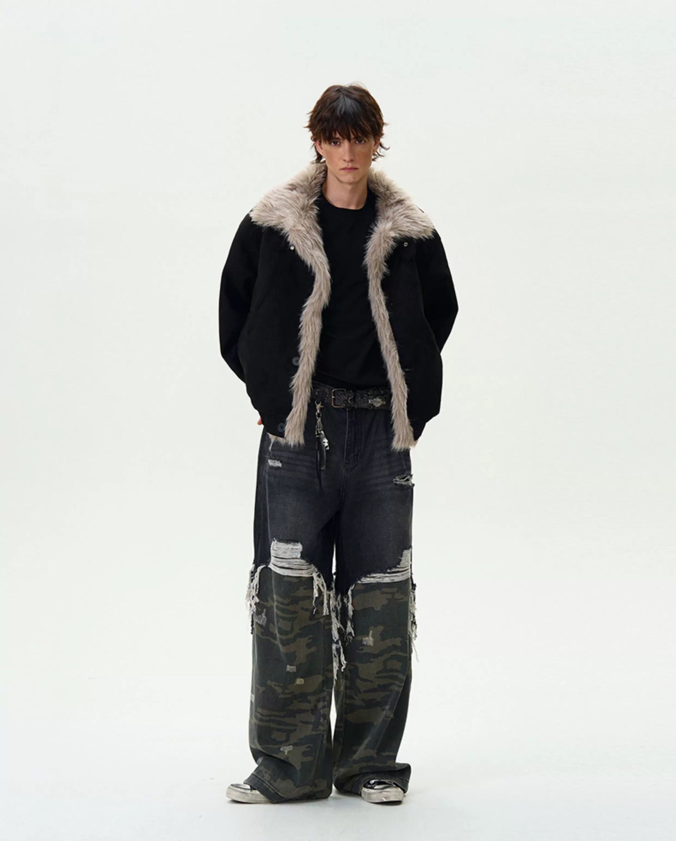 Men’s Vintage Washed Thick Padded Jacket – American Retro Winter Street Coat T0150