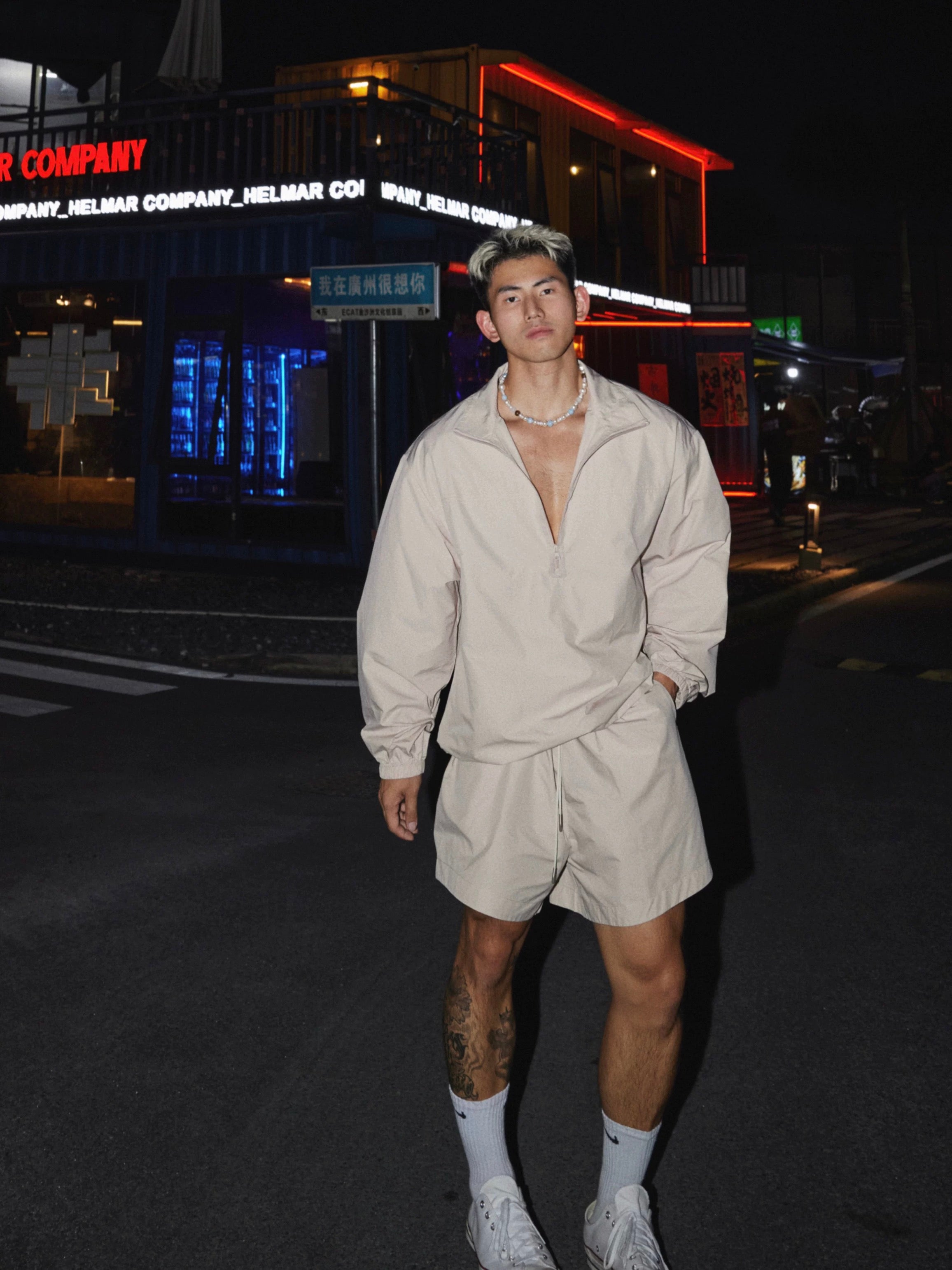 Men’s Retro Sport Lounge Set | Lightweight Fall Tracksuit with Loose Pullover & ShortsT0055