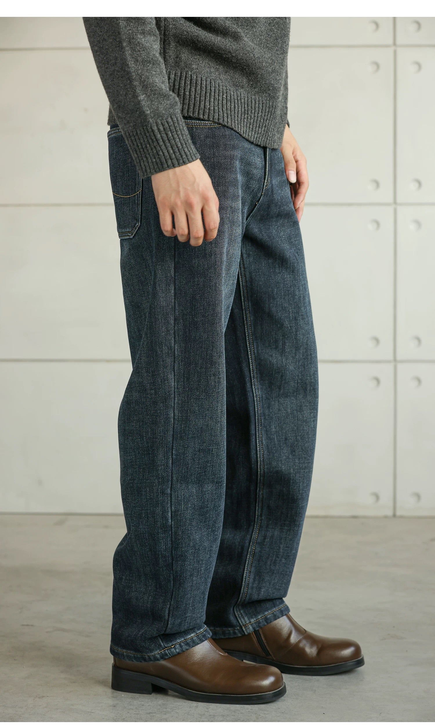 Vaqueros retro americanos de mezclilla cruda para hombre B0032