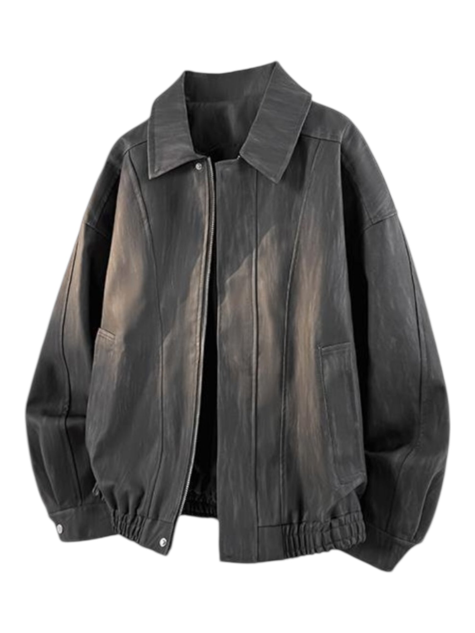 DYED FAUX LEATHER HARRINGTON JACKET T0137