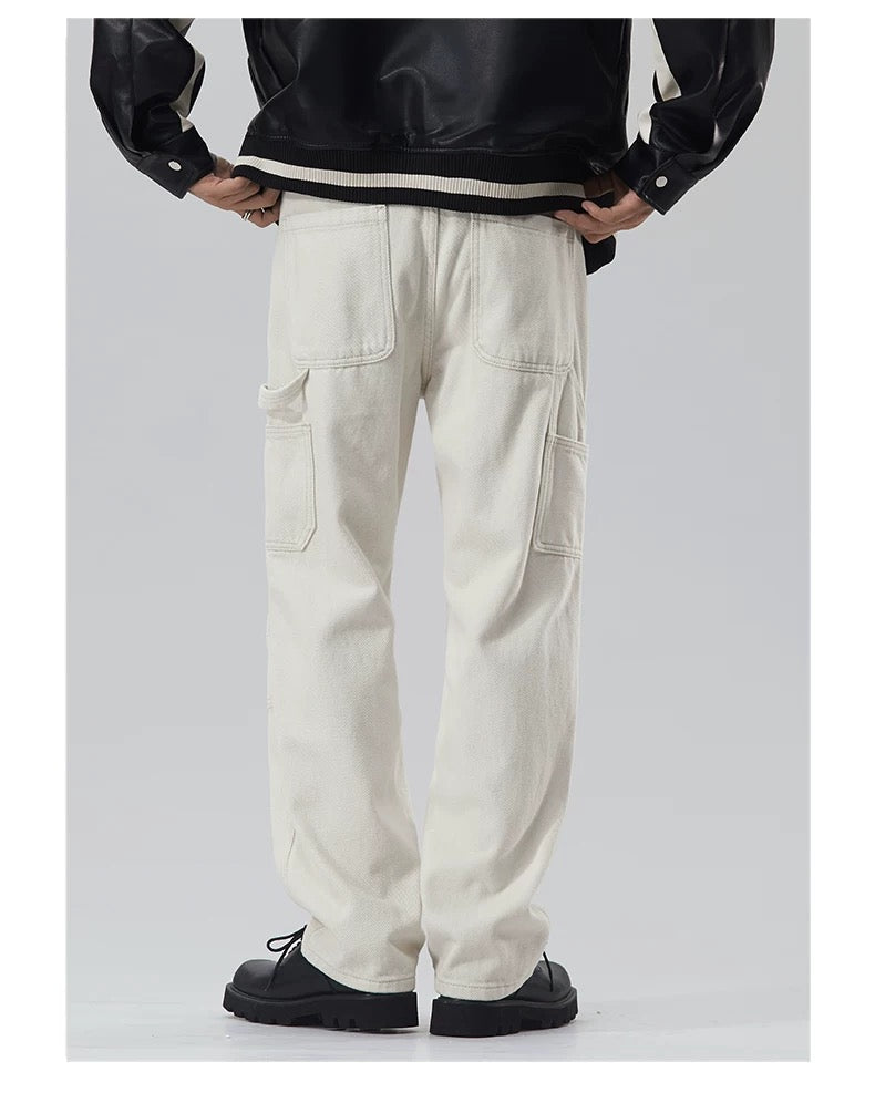 Men’s Off-White Retro Denim Cargo Pants – American Vintage Workwear Style B0075