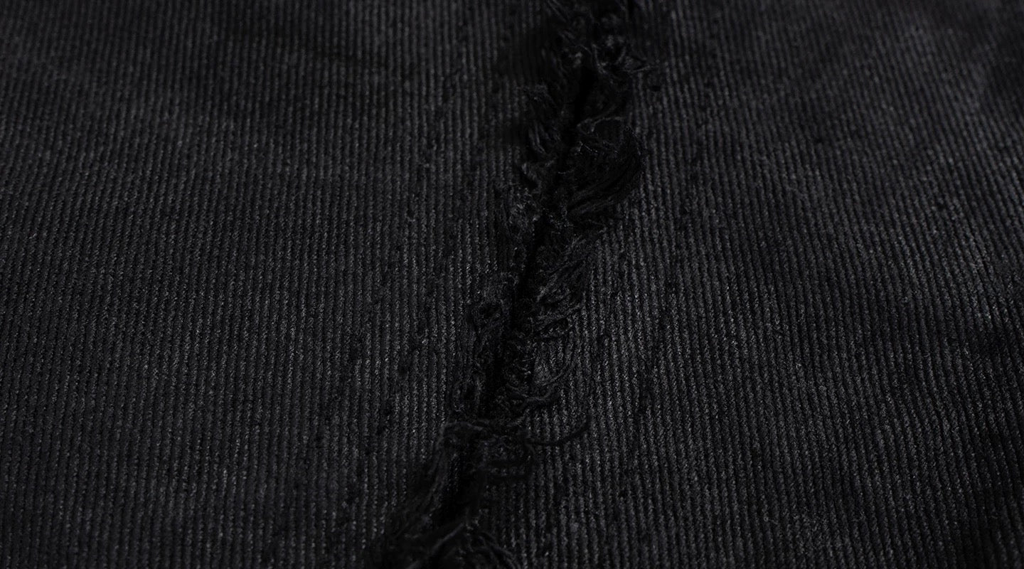 Men’s American Street Style Waxed Wash Distressed Baggy Jeans Wide Leg Curved Cut Floor-Length Denim Pants B0097