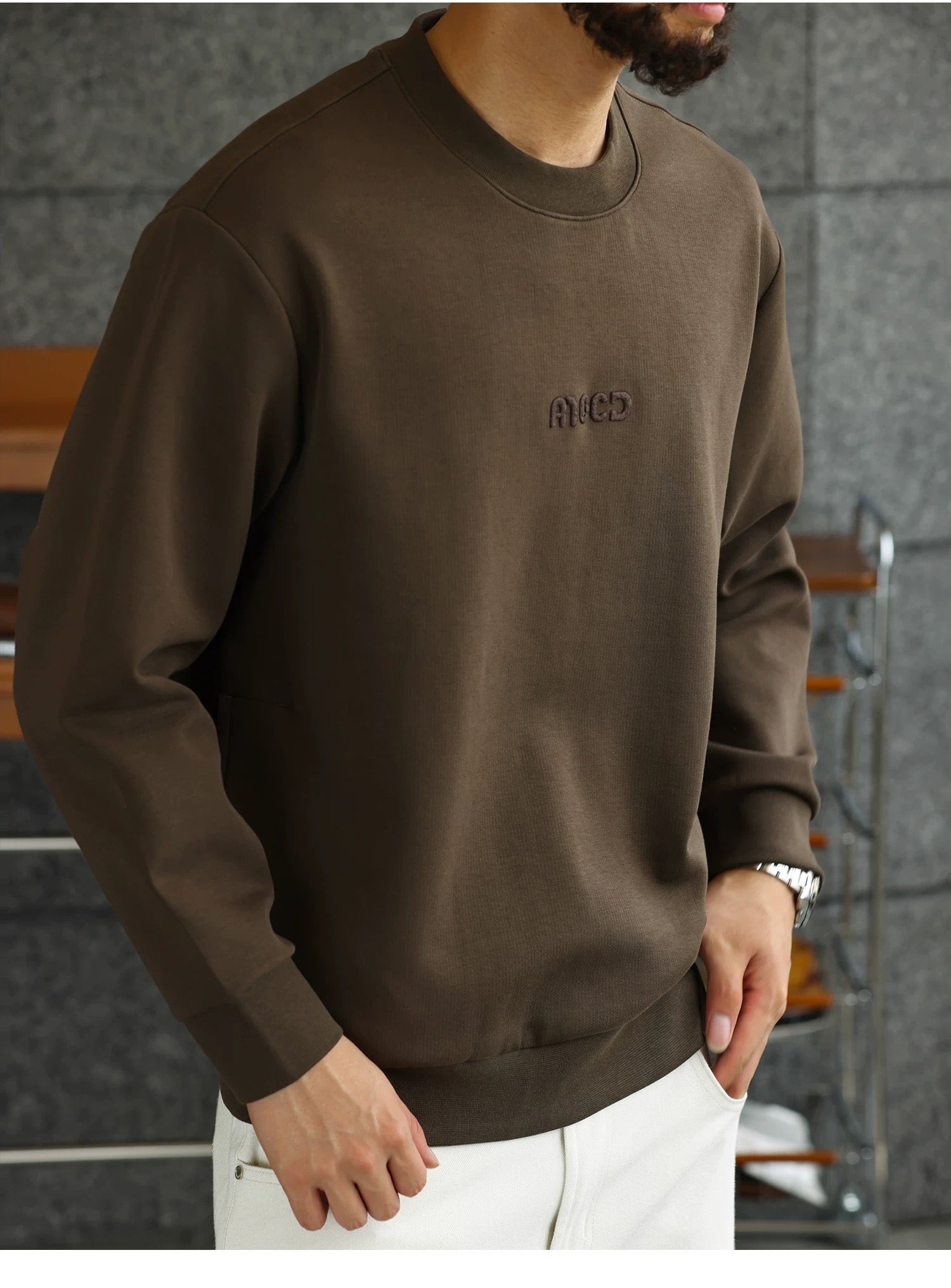 Men’s Air Cotton Embroidered Crewneck Sweatshirt S0018