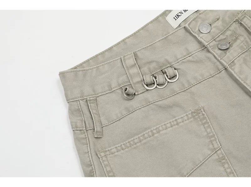 Men’s Vintage American Straight-Leg Cargo Pants – Retro Utility Streetwear Trousers B0045