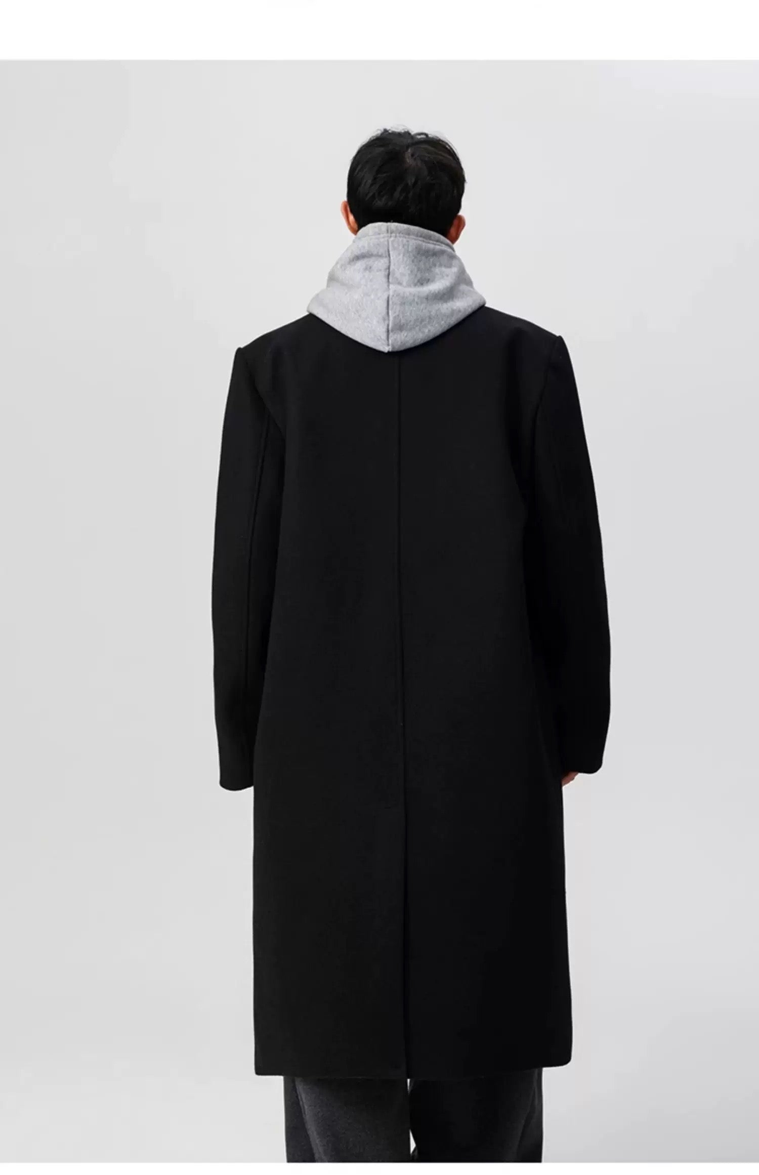 Men’s Long Wool Overcoat – American Vintage Street Tailored Winter Coat T0069