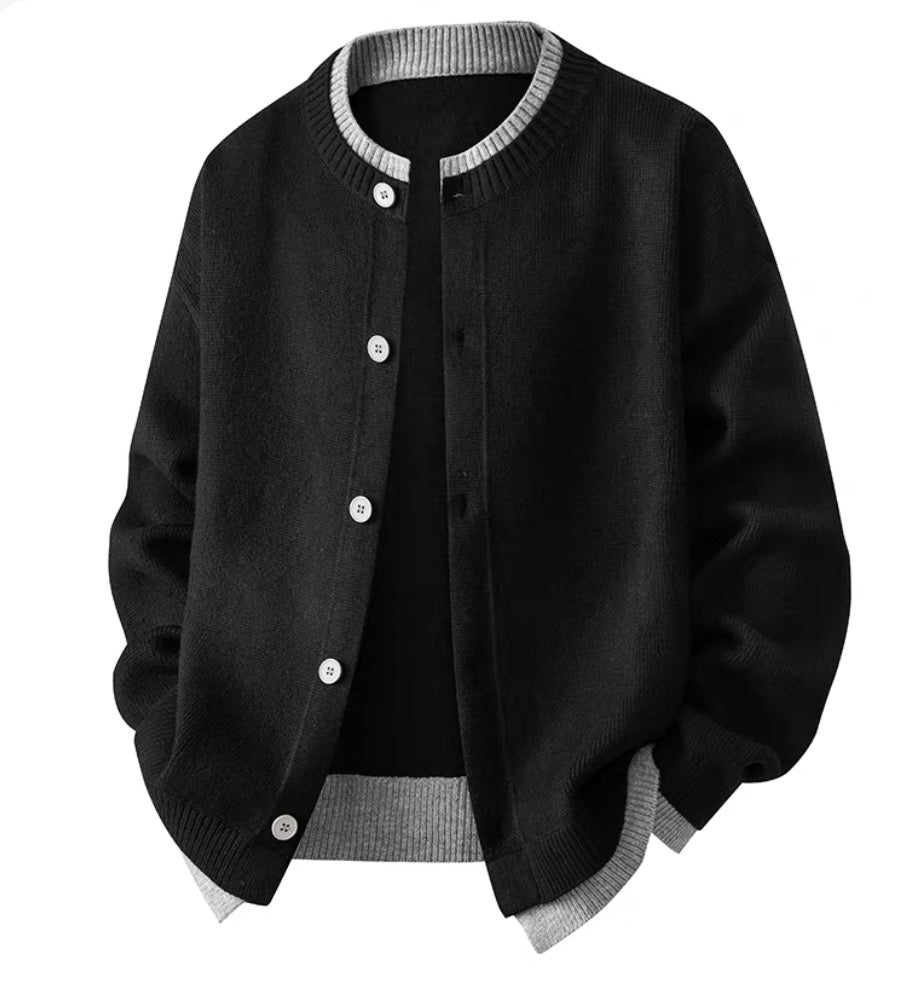 Men’s Japanese Vintage Layered Button Knit Sweater – Retro Street Casual Pullover S0044